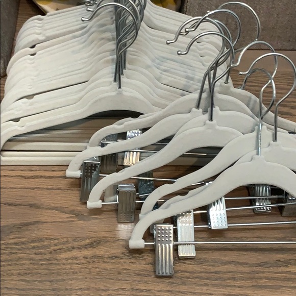 Velvet baby hangers tops and bottoms grey
